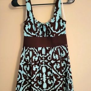Knee high blue damask dress